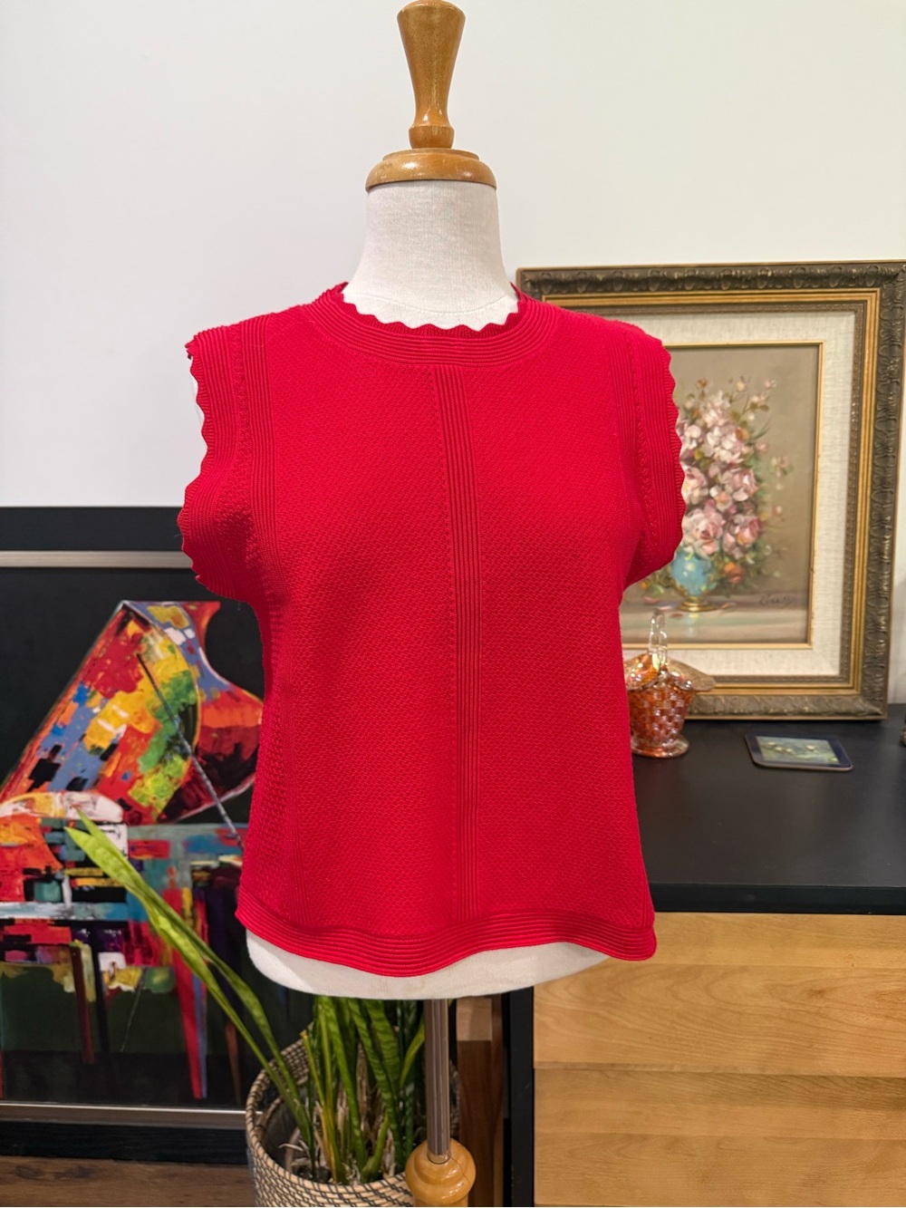 Red Knit Sleeveless Top